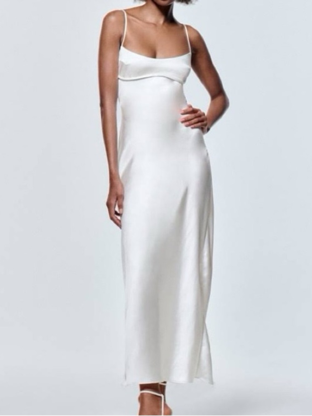 Simple White Satin Slip Dress